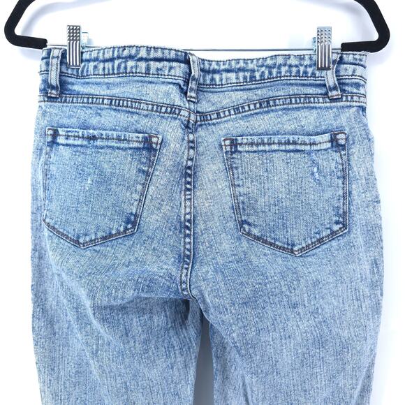 SeeThruSoul Retro AcidWash Cotton HighRise Stretch Cropped Skinny RawHem 28 x 26 - Picture 11 of 13